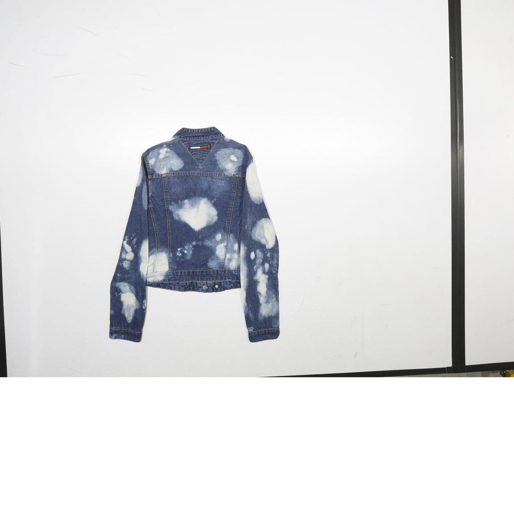 TOMMY JEANS Womens Blue Cotton Denim Jacket S Button Tie-Dye Wash Casual