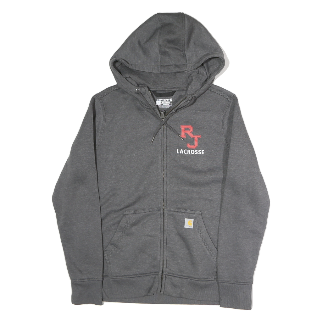 CARHARTT Mens Grey RJ Lacrosse Full Zip Hoodie L Casual Cotton Sweatshirt