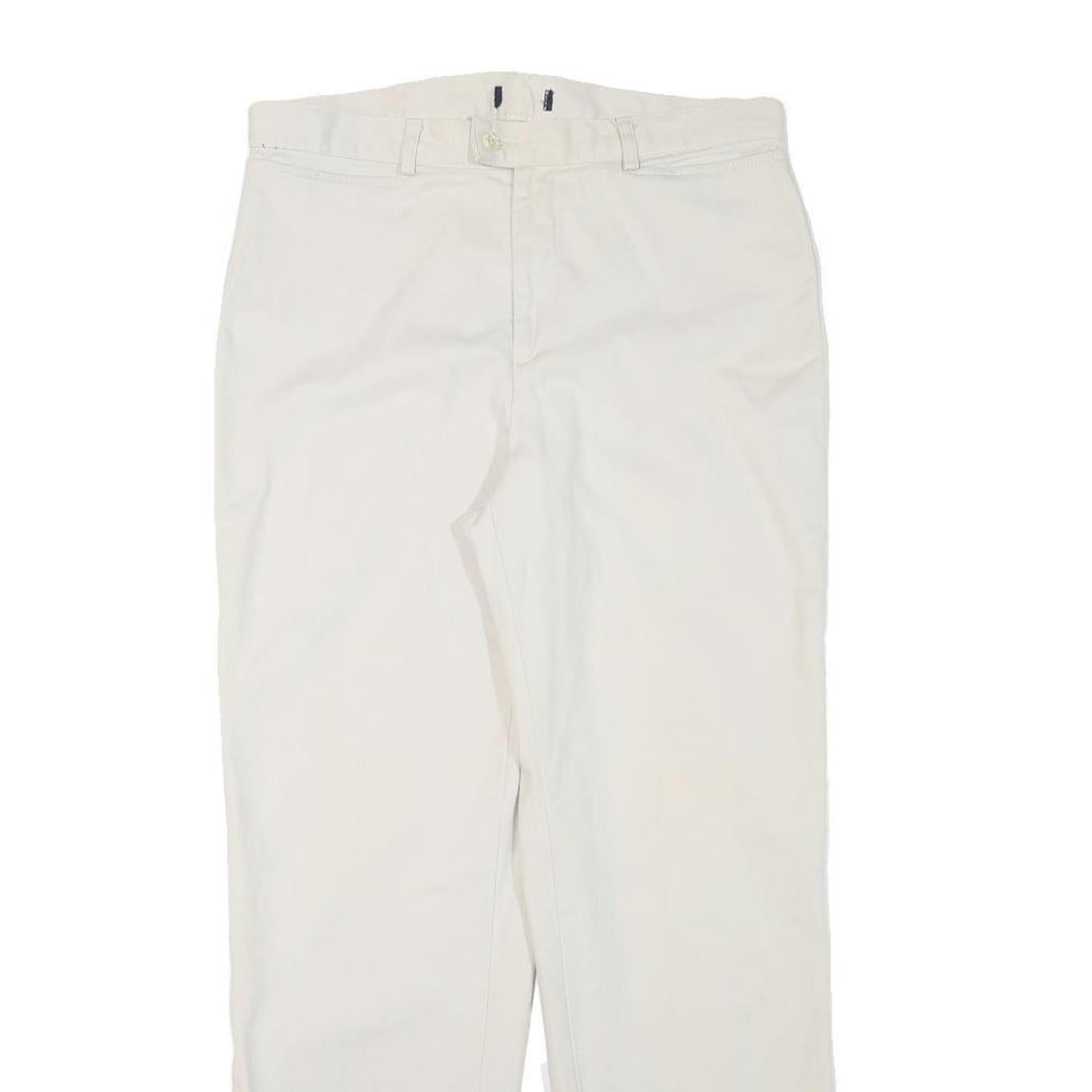 Womens Cotton Blend White Regular Straight Trousers W31 L28 Casual Wear