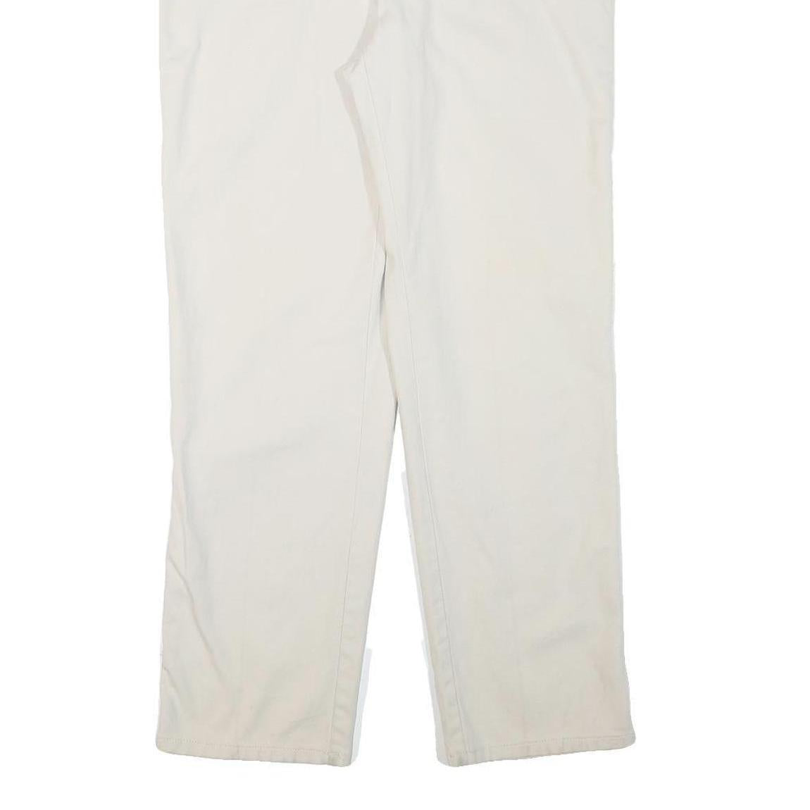 Womens Cotton Blend White Regular Straight Trousers W31 L28 Casual Wear