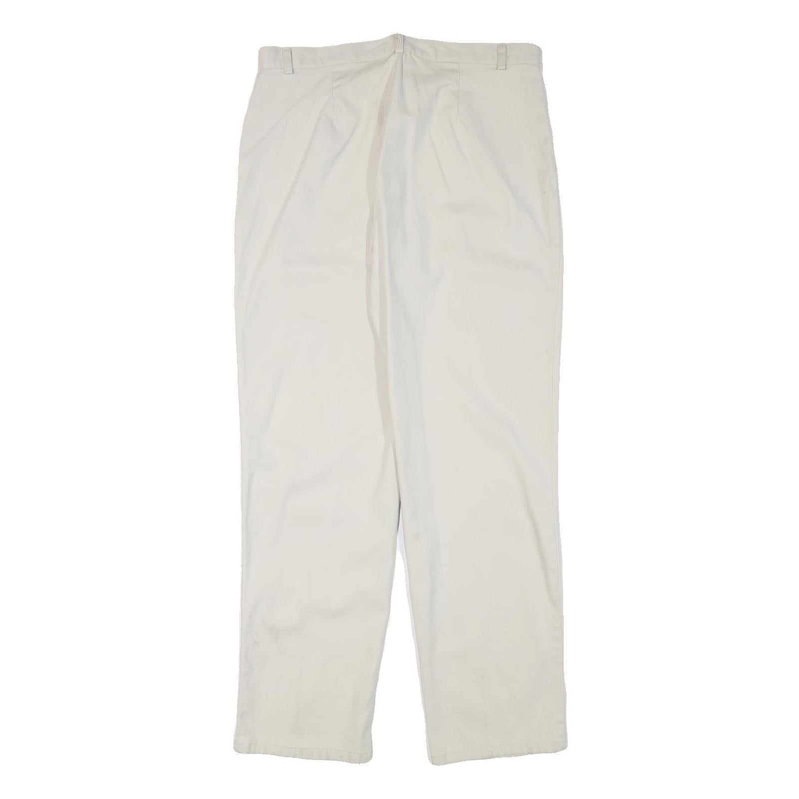 Womens Cotton Blend White Regular Straight Trousers W31 L28 Casual Wear