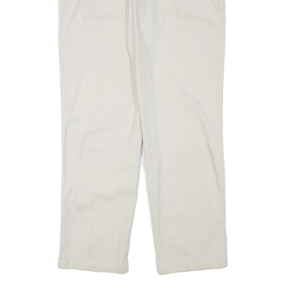 Womens Cotton Blend White Regular Straight Trousers W31 L28 Casual Wear