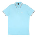 BOSS Mens Light Blue Short Sleeve Plain Polo Shirt M Cotton Blend Stylish
