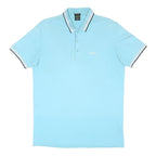 BOSS Mens Light Blue Short Sleeve Plain Polo Shirt M Cotton Blend Stylish