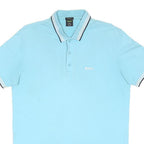 BOSS Mens Light Blue Short Sleeve Plain Polo Shirt M Cotton Blend Stylish