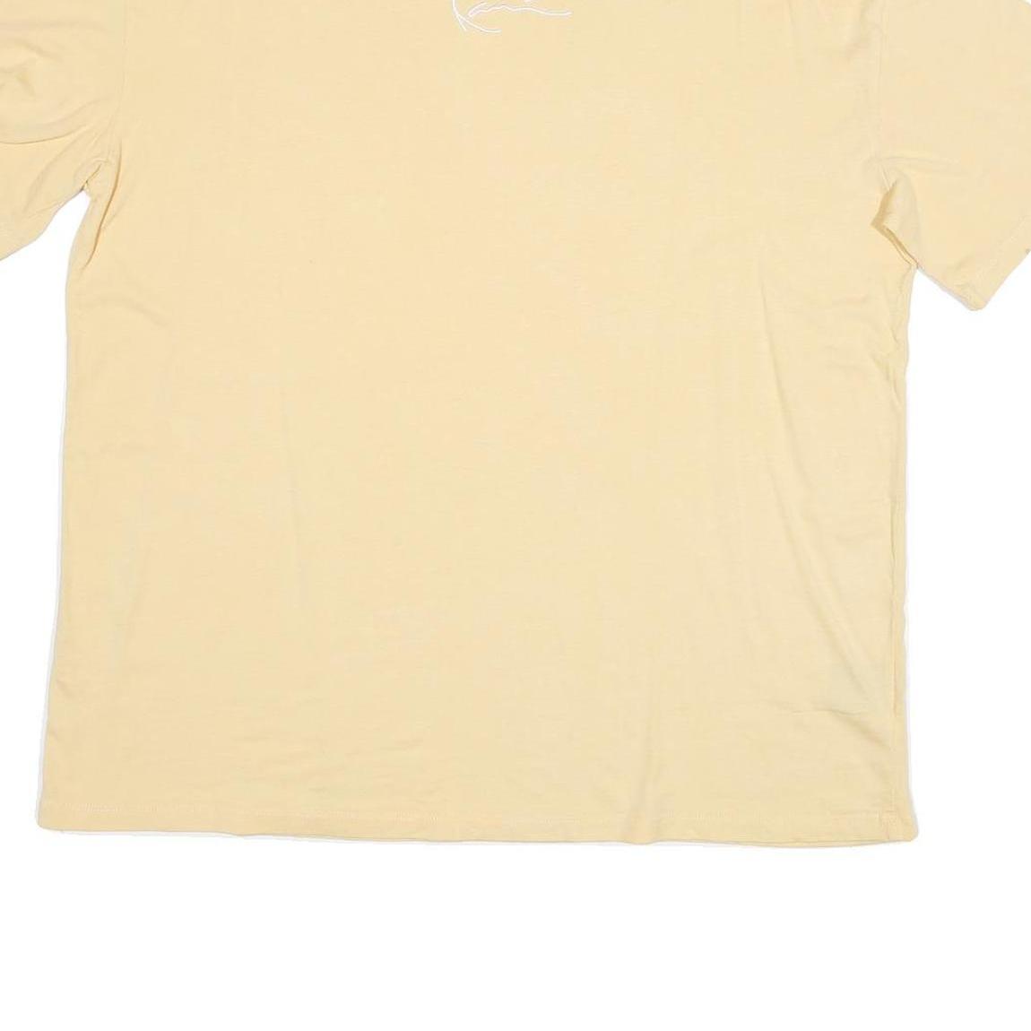 KARL KANI Mens Beige Cotton Blend T-Shirt S Short Sleeve Crew Neck Minimal Logo
