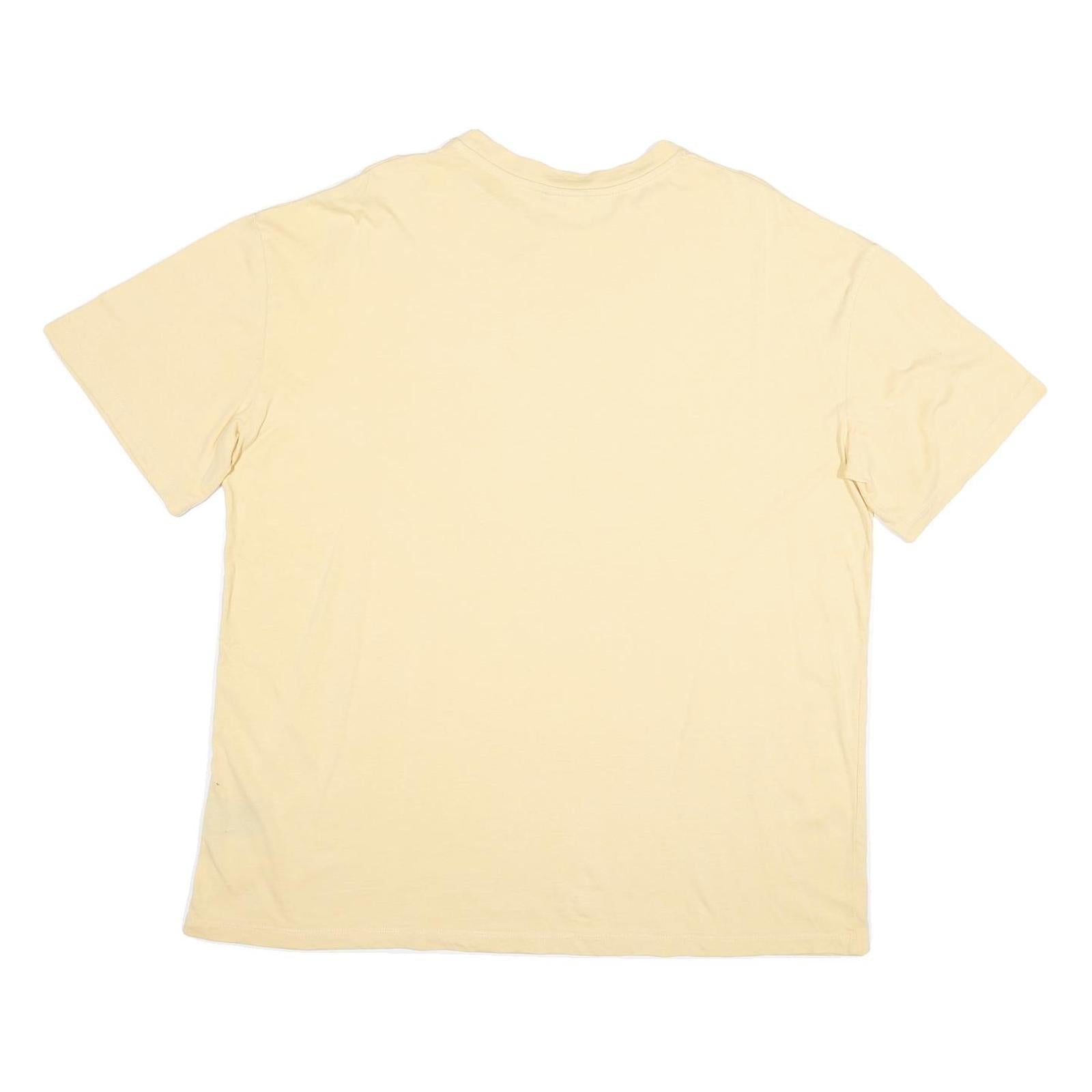 KARL KANI Mens Beige Cotton Blend T-Shirt S Short Sleeve Crew Neck Minimal Logo