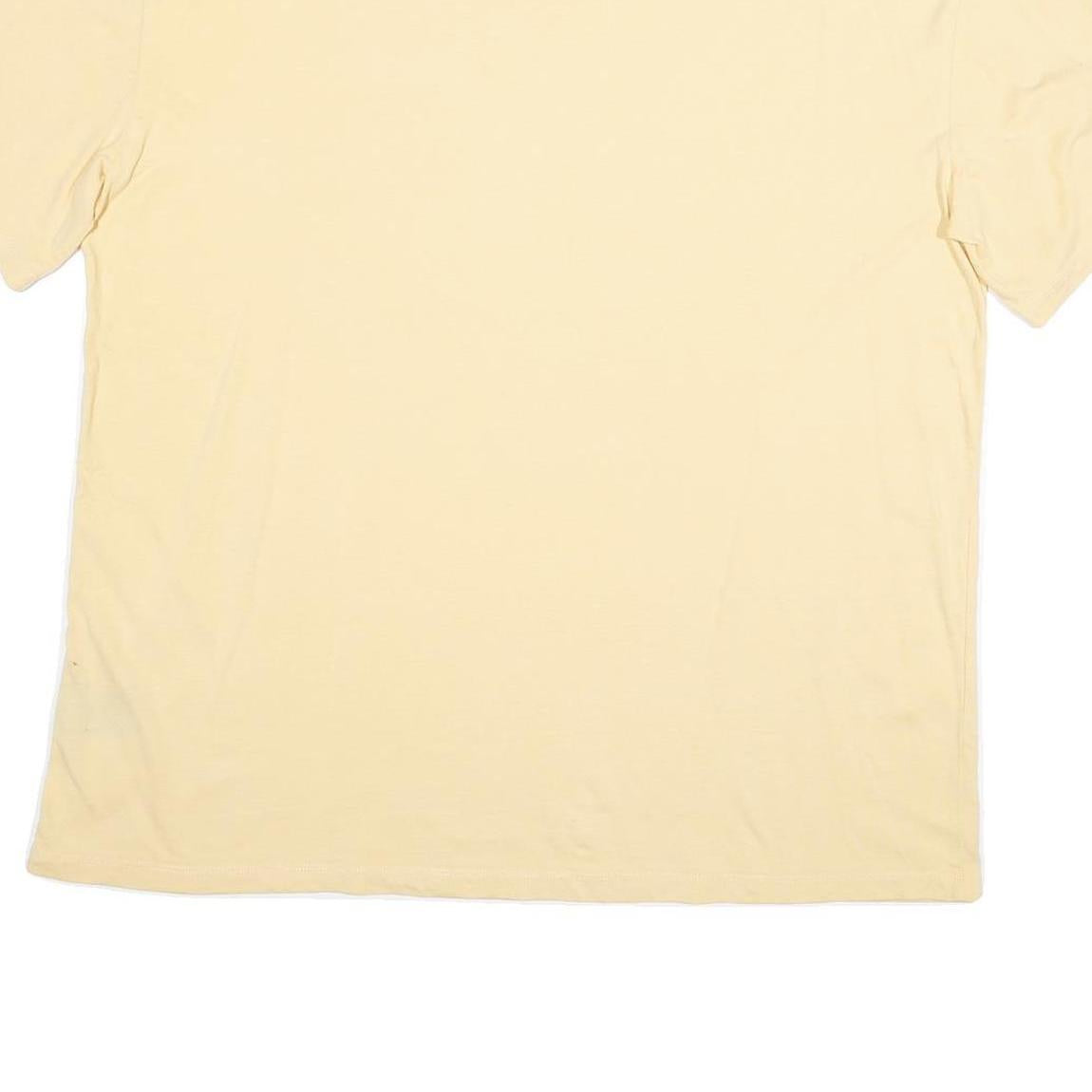 KARL KANI Mens Beige Cotton Blend T-Shirt S Short Sleeve Crew Neck Minimal Logo