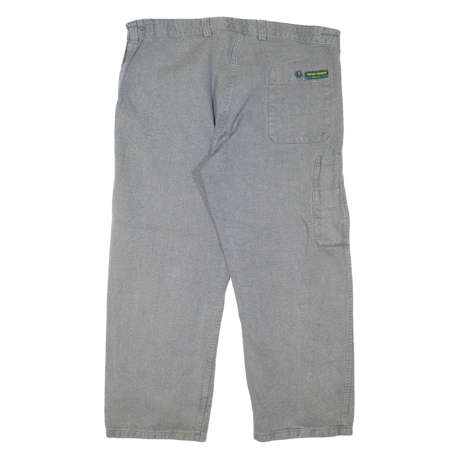 FISCHER PECHEUR Workwear Mens Trousers Grey Regular Straight 90s W38 L26
