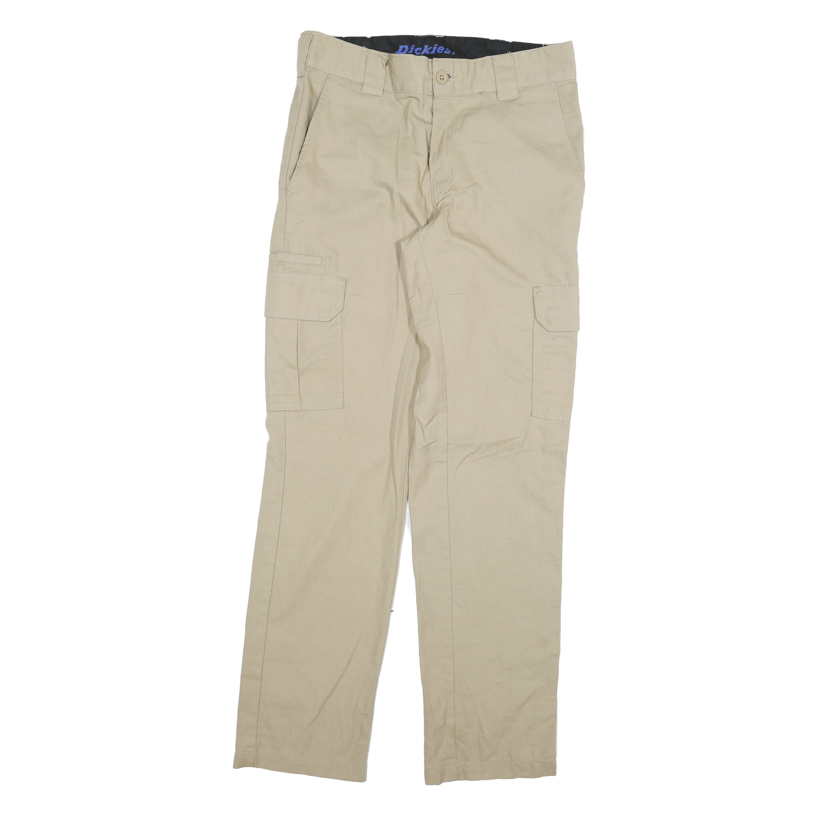 DICKIES Mens Cotton Blend Beige Regular Cargo Trousers W32 L31 Workwear Zip