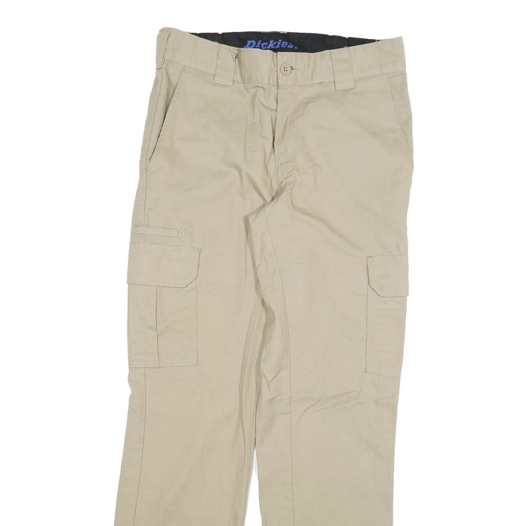 DICKIES Mens Cotton Blend Beige Regular Cargo Trousers W32 L31 Workwear Zip