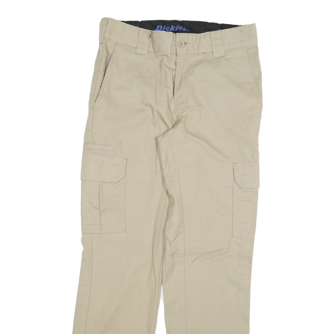 DICKIES Mens Cotton Blend Beige Regular Cargo Trousers W32 L31 Workwear Zip