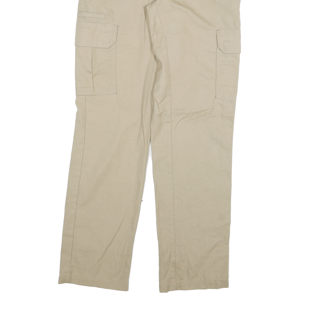 DICKIES Mens Cotton Blend Beige Regular Cargo Trousers W32 L31 Workwear Zip