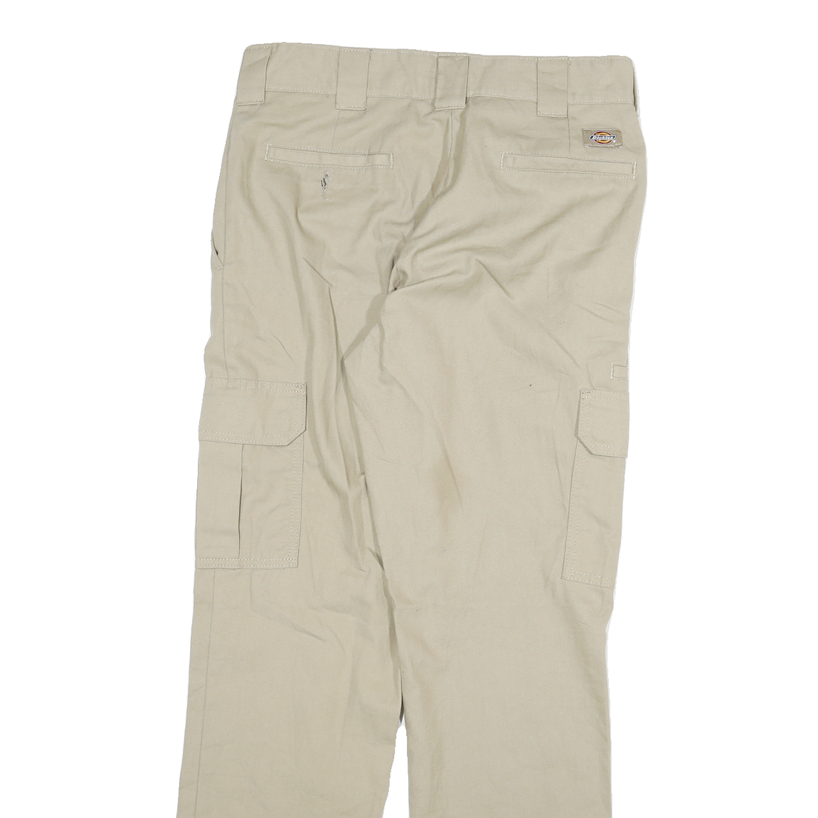 DICKIES Mens Cotton Blend Beige Regular Cargo Trousers W32 L31 Workwear Zip
