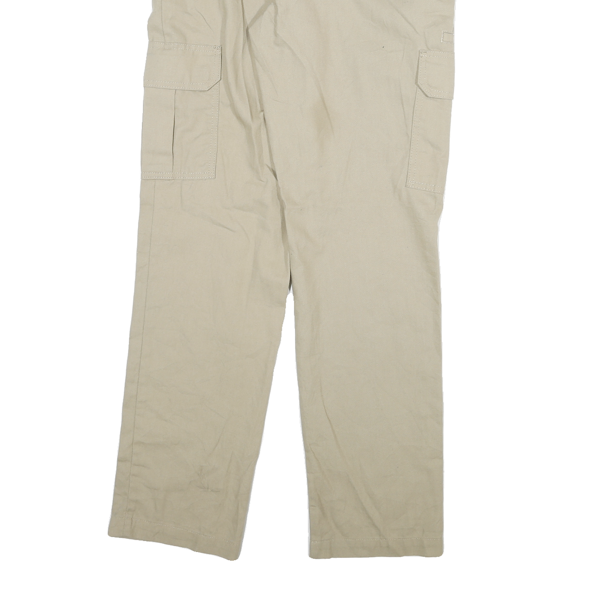 DICKIES Mens Cotton Blend Beige Regular Cargo Trousers W32 L31 Workwear Zip