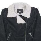 MOSSIMO Womens Black Jacket M Polyester Faux Shearling Zip Winter Warm