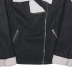 MOSSIMO Womens Black Jacket M Polyester Faux Shearling Zip Winter Warm