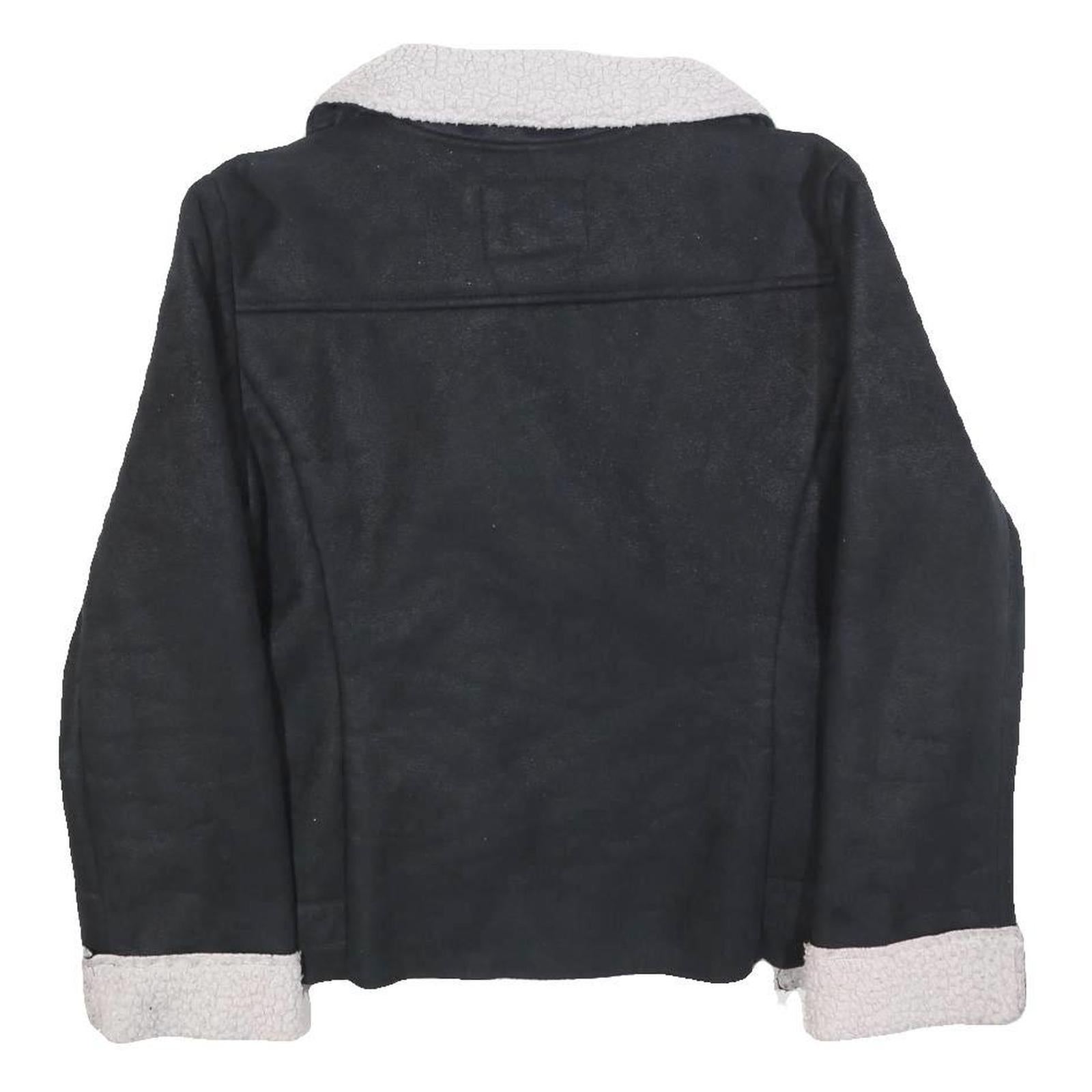 MOSSIMO Womens Black Jacket M Polyester Faux Shearling Zip Winter Warm