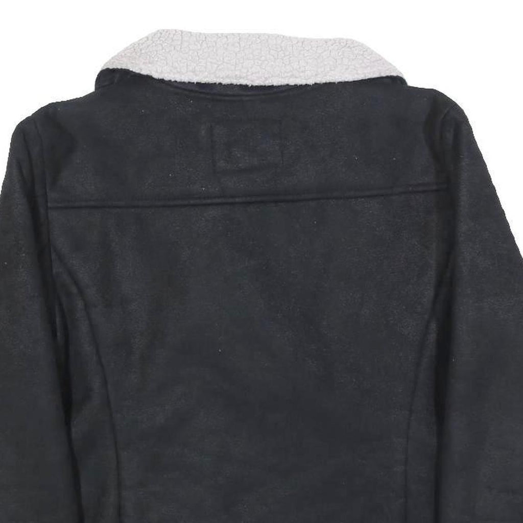 MOSSIMO Womens Black Jacket M Polyester Faux Shearling Zip Winter Warm