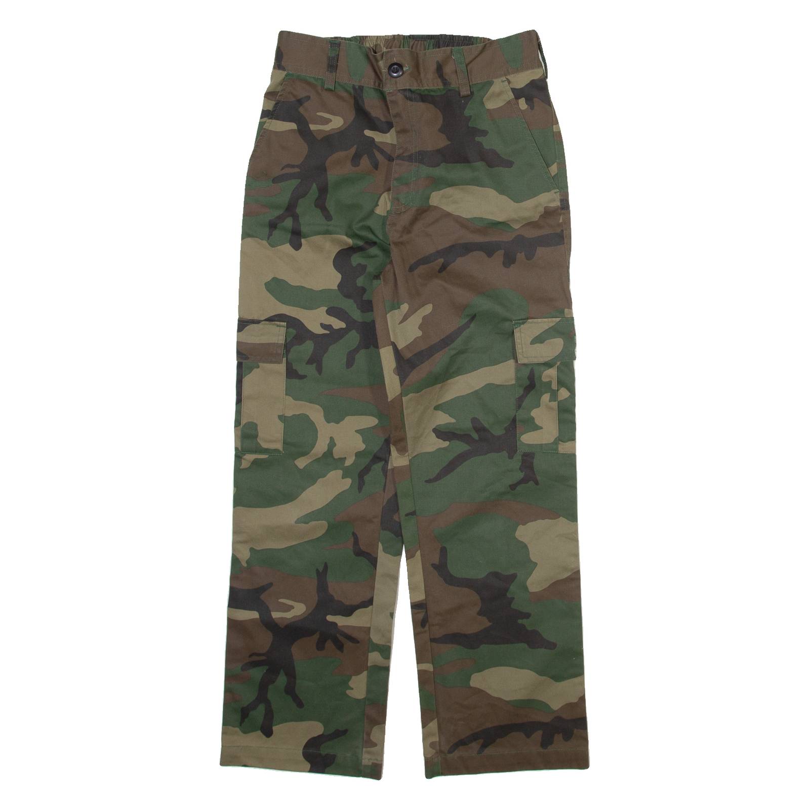 Camo Cargo Mens Trousers Green Regular Straight W27 L26