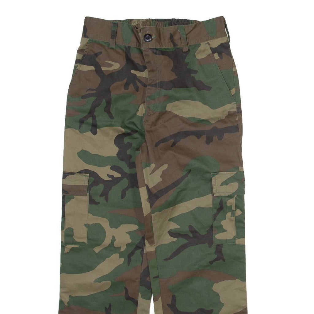 Camo Cargo Mens Trousers Green Regular Straight W27 L26