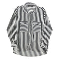 ZARA BASIC Womens Black & White Striped Shirt Long Sleeve Collared L Button Up