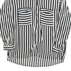 ZARA BASIC Womens Black & White Striped Shirt Long Sleeve Collared L Button Up