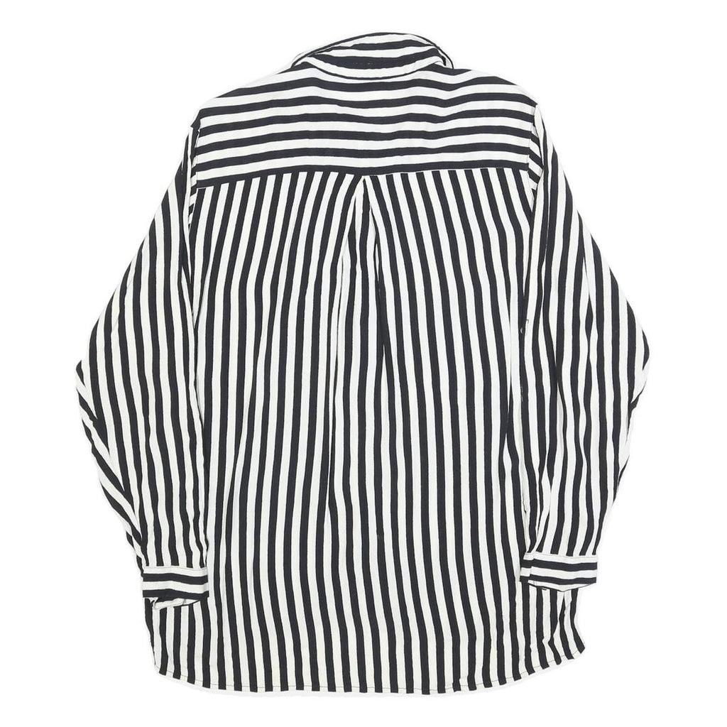 ZARA BASIC Womens Black & White Striped Shirt Long Sleeve Collared L Button Up