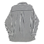 ZARA BASIC Womens Black & White Striped Shirt Long Sleeve Collared L Button Up