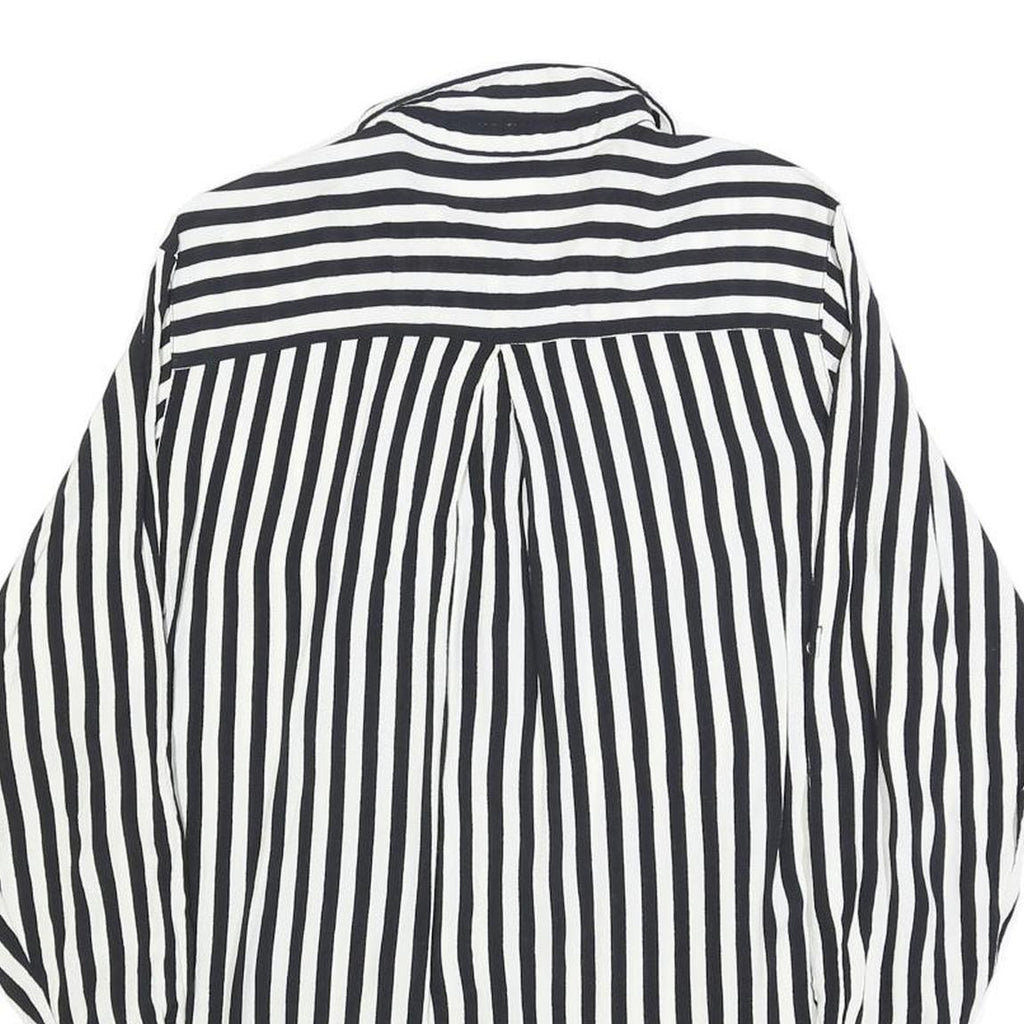 ZARA BASIC Womens Black & White Striped Shirt Long Sleeve Collared L Button Up