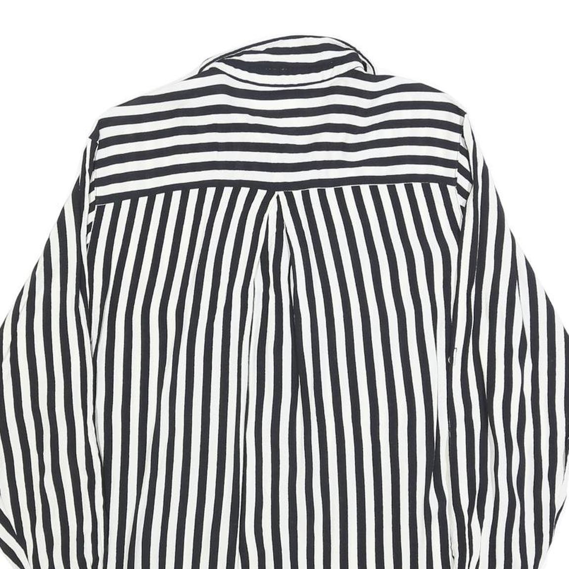 ZARA BASIC Womens Black & White Striped Shirt Long Sleeve Collared L Button Up