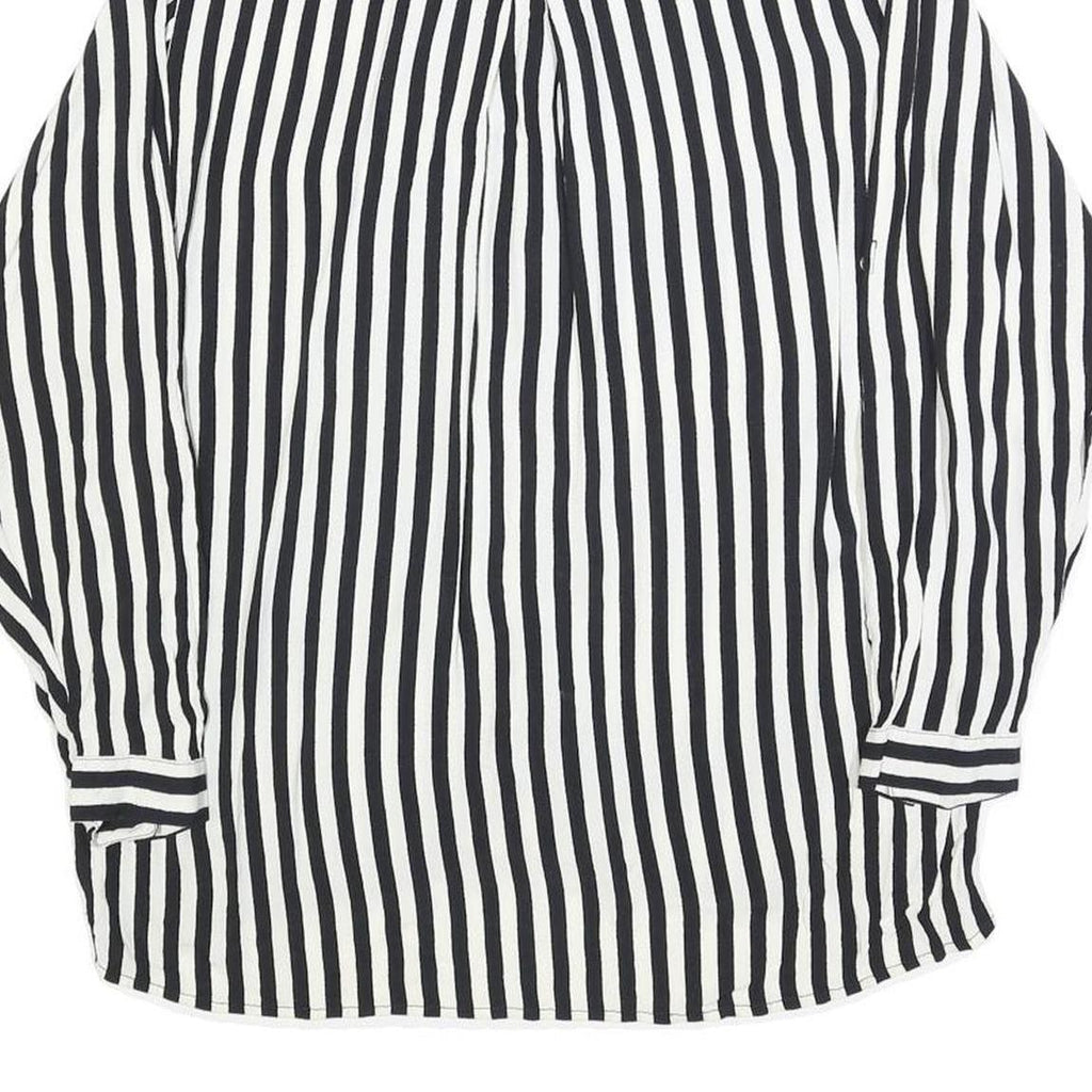 ZARA BASIC Womens Black & White Striped Shirt Long Sleeve Collared L Button Up