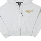 SUPERDRY Womens Grey Zip Up Hoodie UK 12 Eagle Motif Cotton Blend Casual