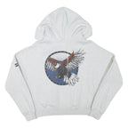 SUPERDRY Womens Grey Zip Up Hoodie UK 12 Eagle Motif Cotton Blend Casual