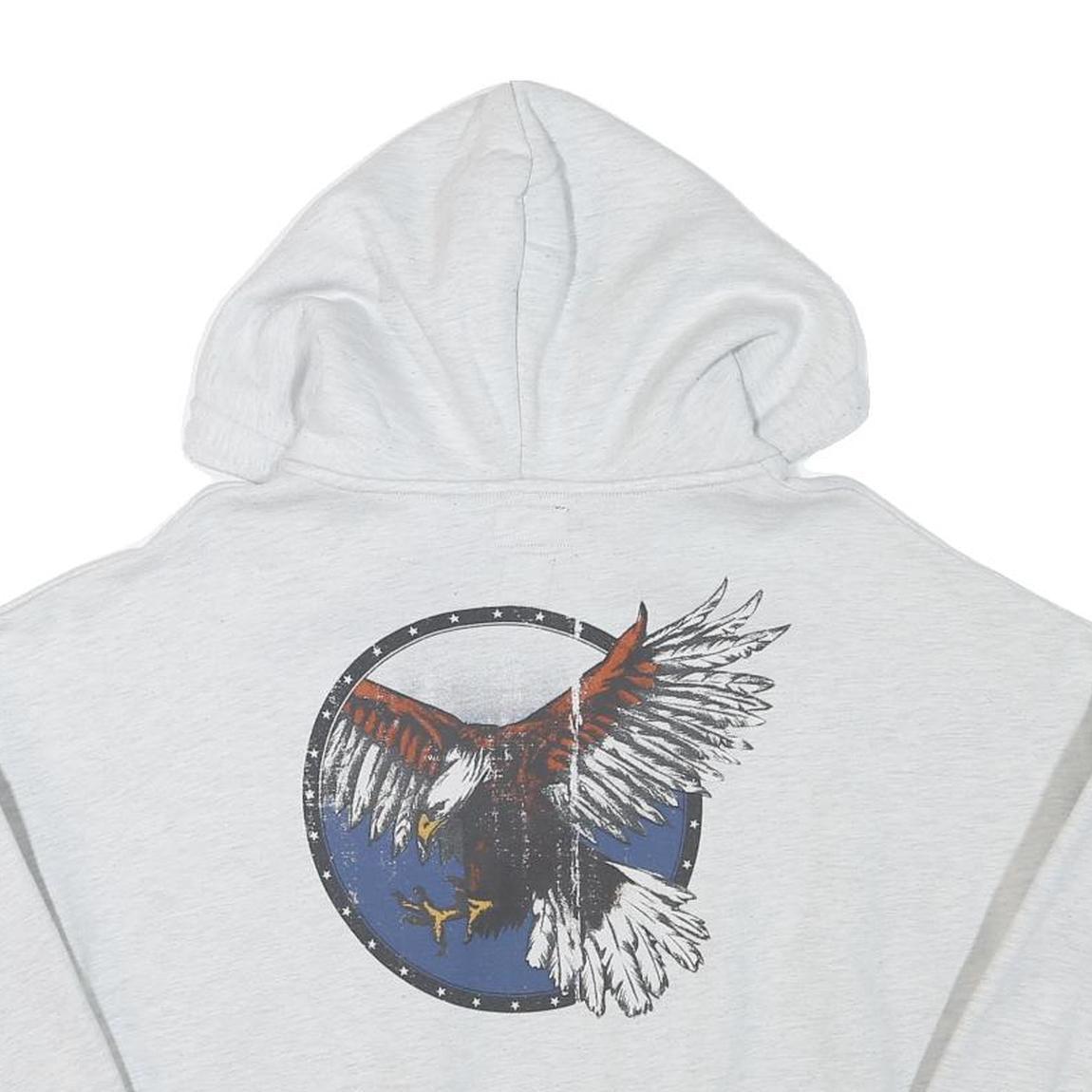 SUPERDRY Womens Grey Zip Up Hoodie UK 12 Eagle Motif Cotton Blend Casual