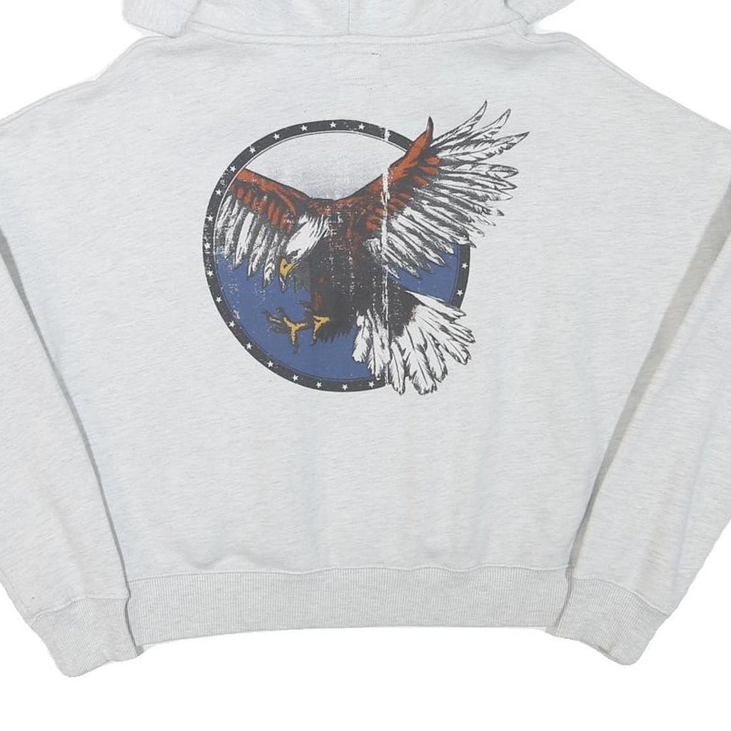 SUPERDRY Womens Grey Zip Up Hoodie UK 12 Eagle Motif Cotton Blend Casual