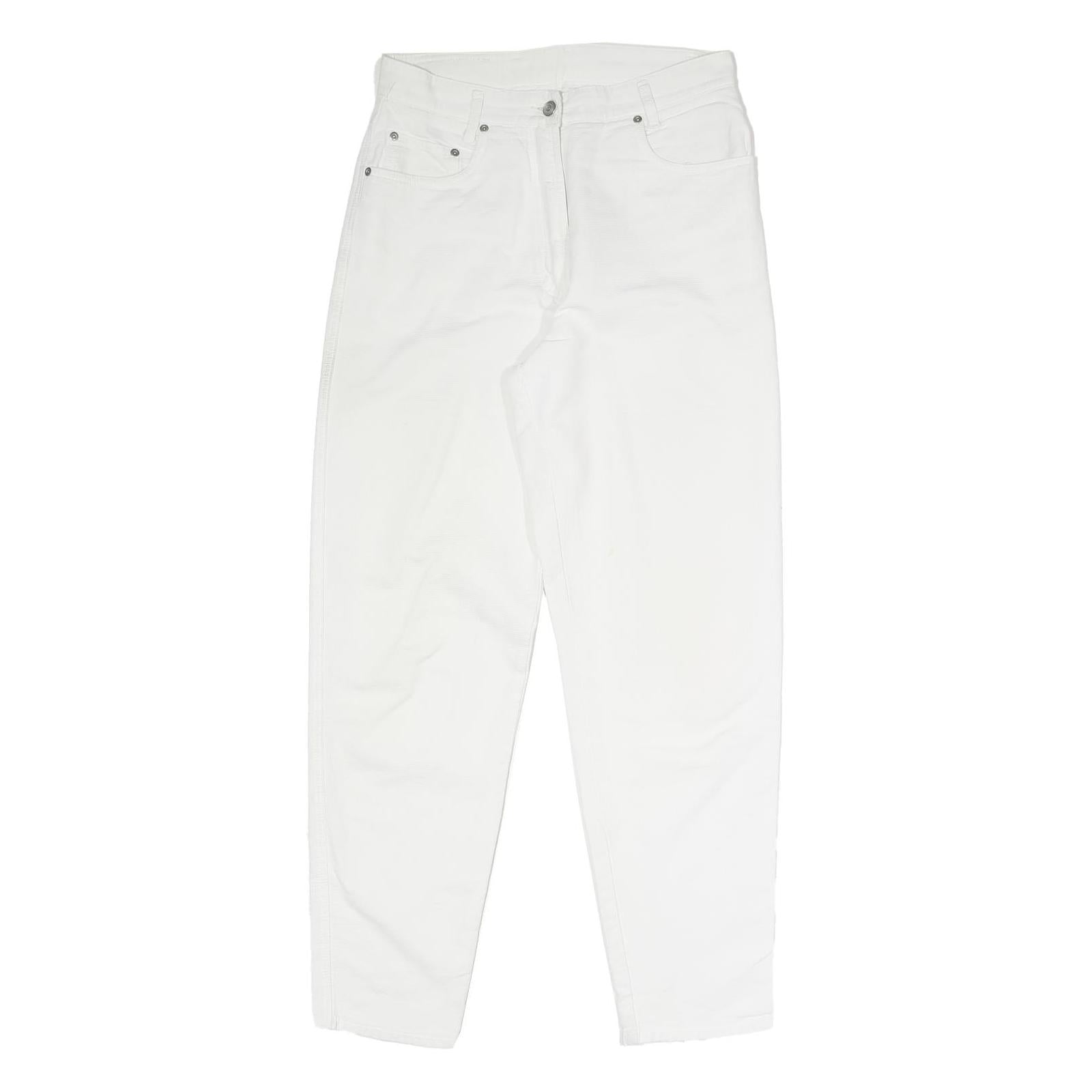 ROSALINI Womens Cotton Blend White Relaxed Tapered Trousers W29 L29 Stylish