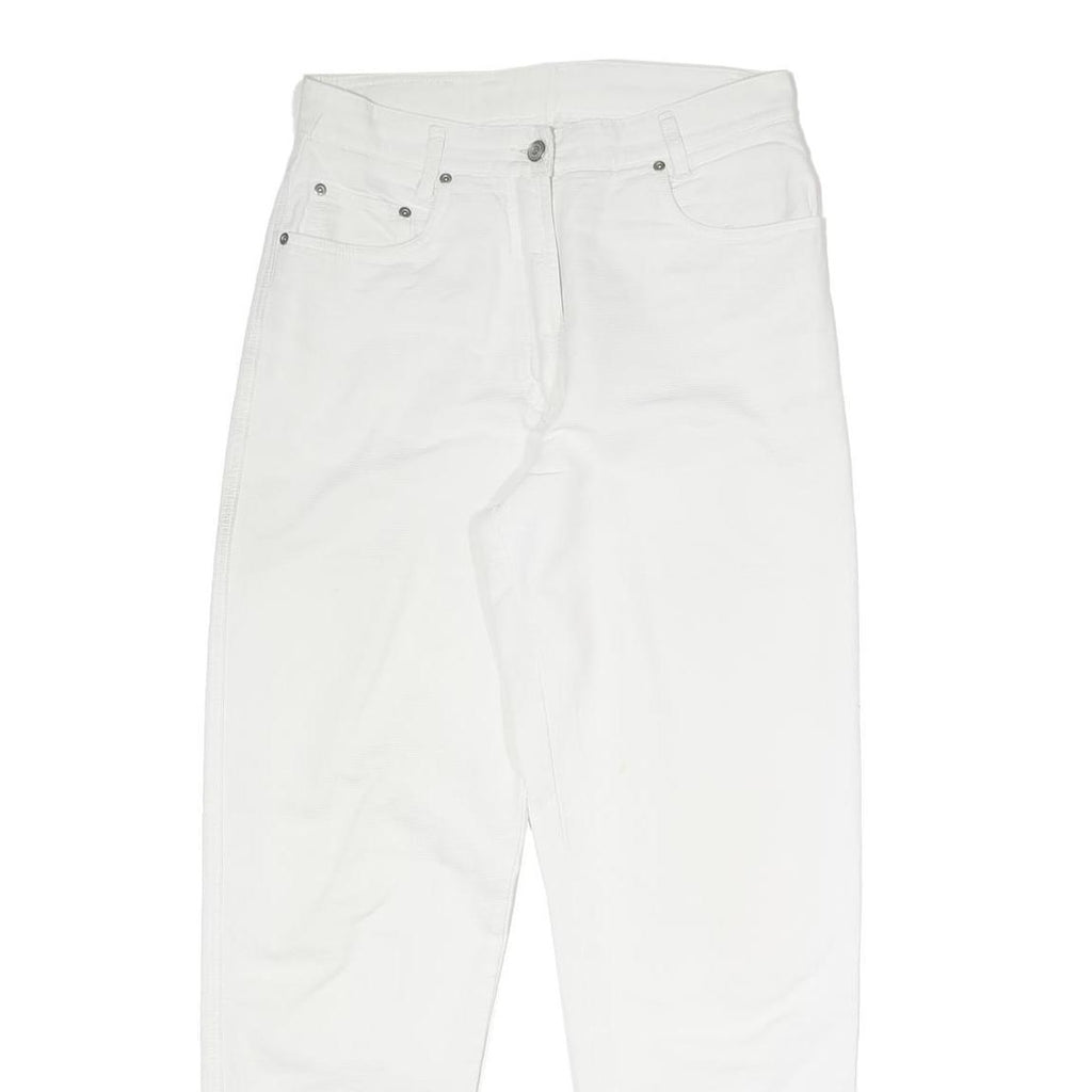 ROSALINI Womens Cotton Blend White Relaxed Tapered Trousers W29 L29 Stylish