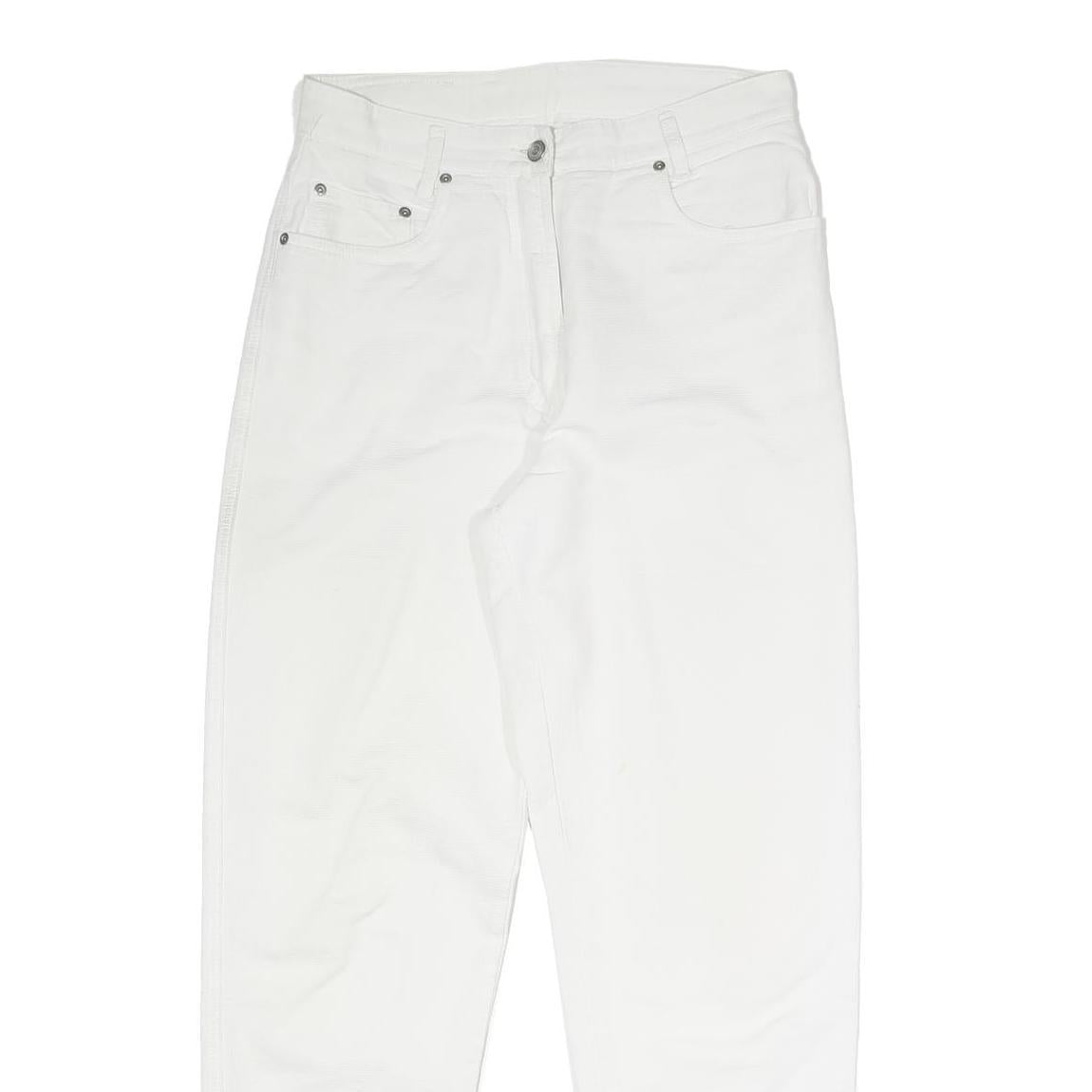 ROSALINI Womens Cotton Blend White Relaxed Tapered Trousers W29 L29 Stylish