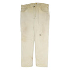 CARHARTT Mens Cotton Beige Relaxed Straight Trousers W40 L32 Workwear Zip