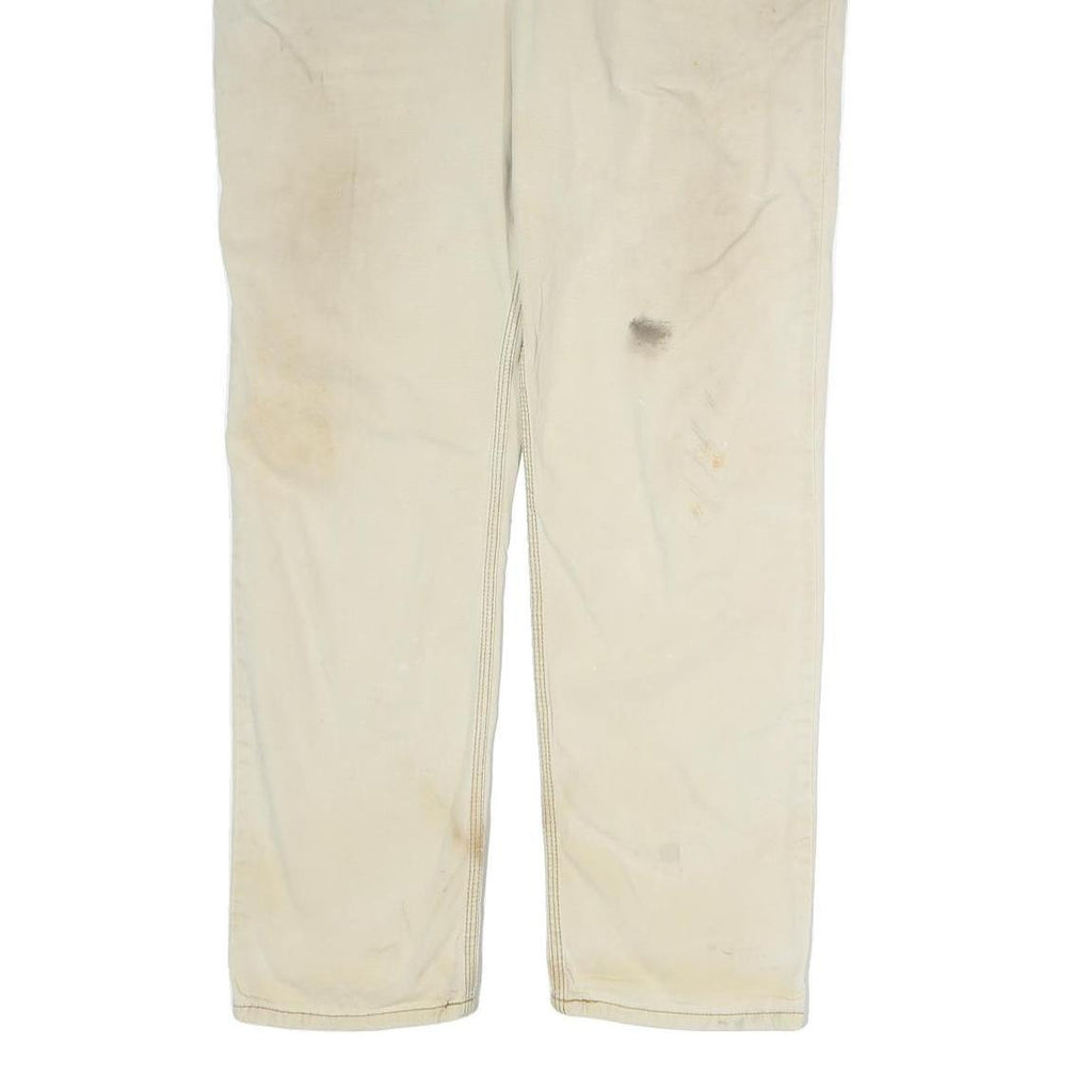CARHARTT Mens Cotton Beige Relaxed Straight Trousers W40 L32 Workwear Zip