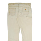 CARHARTT Mens Cotton Beige Relaxed Straight Trousers W40 L32 Workwear Zip