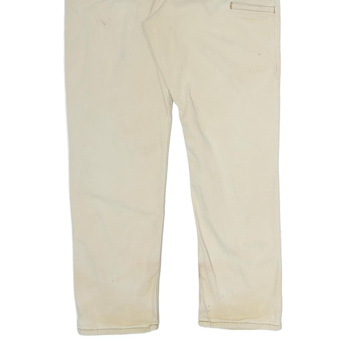 CARHARTT Mens Cotton Beige Relaxed Straight Trousers W40 L32 Workwear Zip