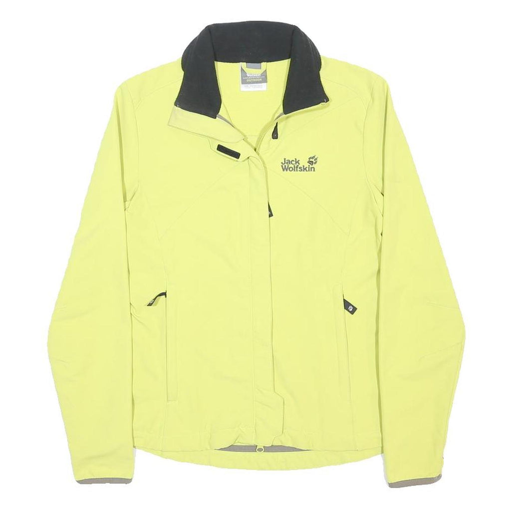 JACK WOLFSKIN Womens Yellow & Black Outdoor Jacket UK 8 Polyester Blend Zip