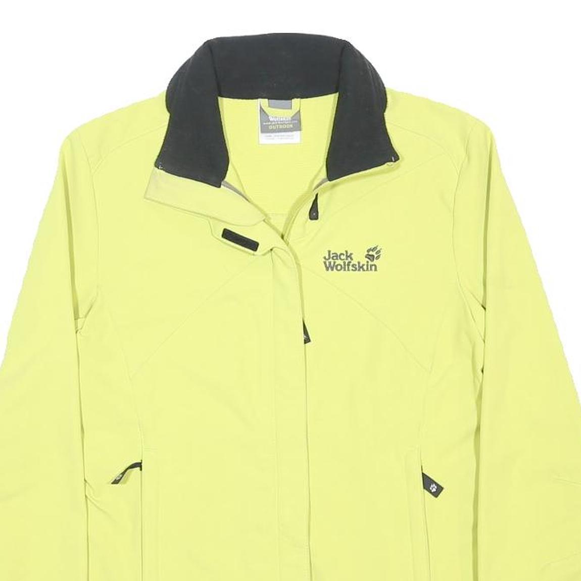 JACK WOLFSKIN Womens Yellow & Black Outdoor Jacket UK 8 Polyester Blend Zip
