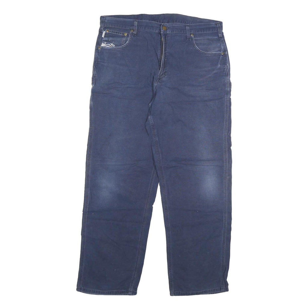 CARHARTT Mens Cotton Blend Blue Relaxed Straight Trousers W40 L34 Workwear
