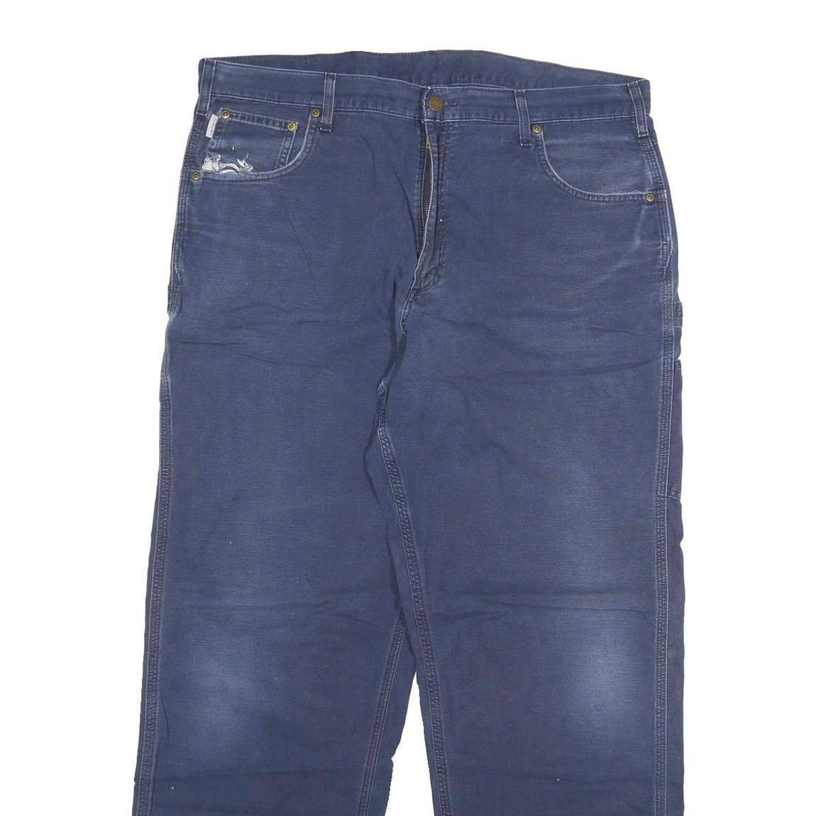 CARHARTT Mens Cotton Blend Blue Relaxed Straight Trousers W40 L34 Workwear