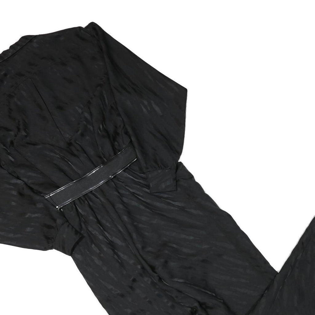 Womens Black Plain Playsuit S Collar Long Sleeve Zip Polyester Blend