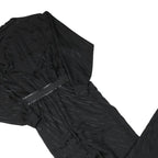 Womens Black Plain Playsuit S Collar Long Sleeve Zip Polyester Blend