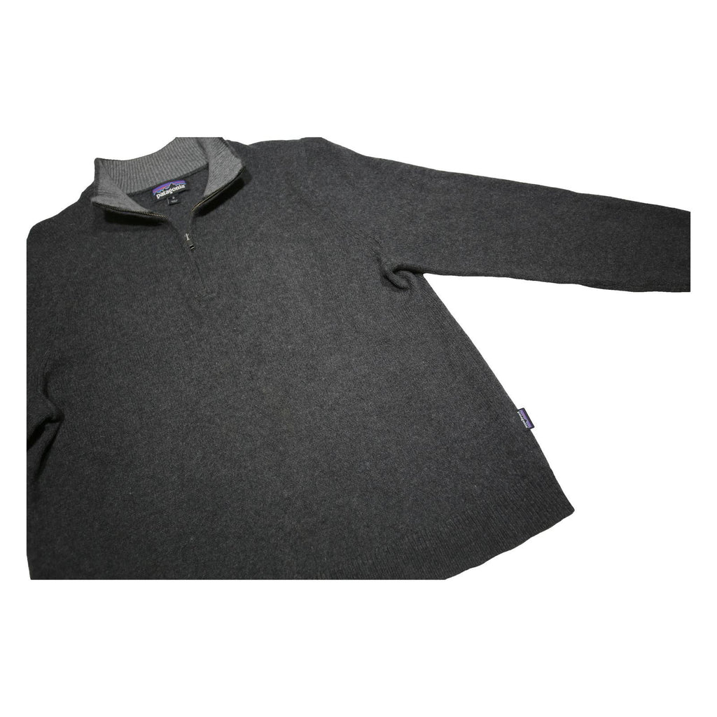 PATAGONIA Mens Dark Grey Pullover Plain Half Zip Cashmere Blend Jumper M Soft